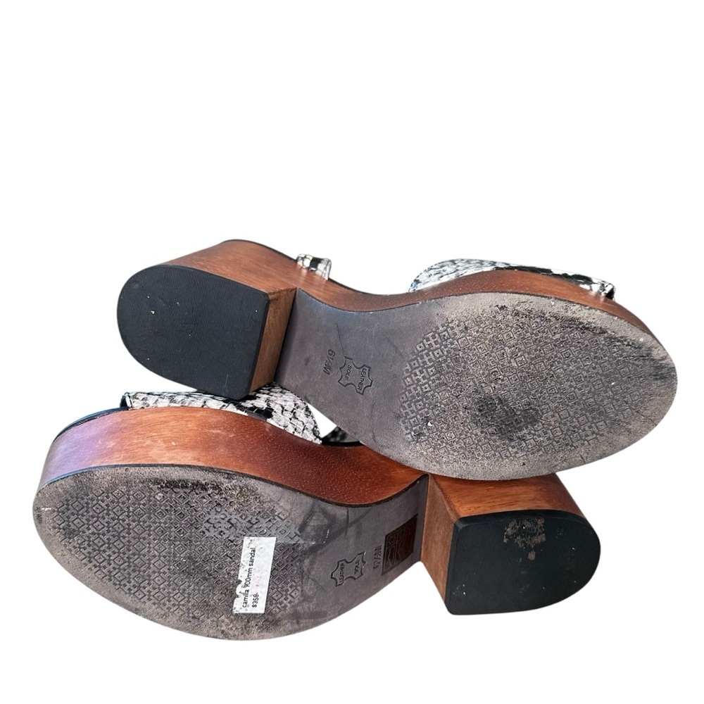 Tory Burch Camilla 100mm Snakeskin Embossed Wood Heel Platform Sandal Size 6.5 - Picture 11 of 15